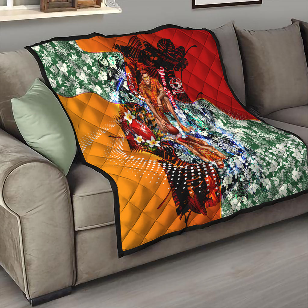 Personalized Gold Coast Suns Football Quilt Tropical Hibiscus Flowers - Pacific Fusion Style