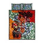 Personalized Gold Coast Suns Football Quilt Bed Set Tropical Hibiscus Flowers - Pacific Fusion Style