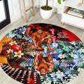 Personalized Gold Coast Suns Football Round Carpet Tropical Hibiscus Flowers - Pacific Fusion Style