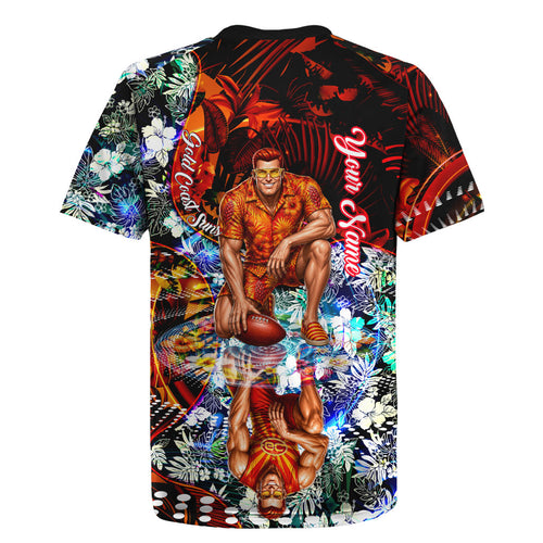 Personalized Gold Coast Suns Football Rugby Jersey Tropical Hibiscus Flowers - Pacific Fusion Style