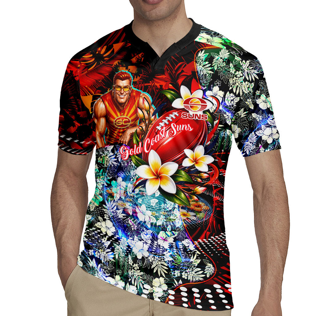 Personalized Gold Coast Suns Football Rugby Jersey Tropical Hibiscus Flowers - Pacific Fusion Style