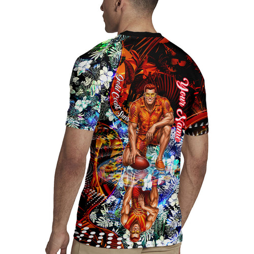 Personalized Gold Coast Suns Football Rugby Jersey Tropical Hibiscus Flowers - Pacific Fusion Style