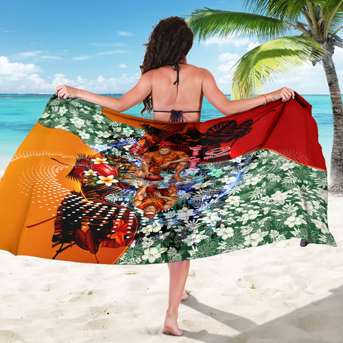 Personalized Gold Coast Suns Football Sarong Tropical Hibiscus Flowers - Pacific Fusion Style