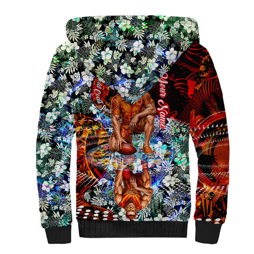 Personalized Gold Coast Suns Football Sherpa Hoodie Tropical Hibiscus Flowers - Pacific Fusion Style