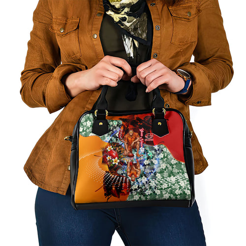 Personalized Gold Coast Suns Football Shoulder Handbag Tropical Hibiscus Flowers - Pacific Fusion Style
