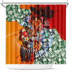 Personalized Gold Coast Suns Football Shower Curtain Tropical Hibiscus Flowers - Pacific Fusion Style