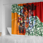 Personalized Gold Coast Suns Football Shower Curtain Tropical Hibiscus Flowers - Pacific Fusion Style