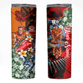 Personalized Gold Coast Suns Football Skinny Tumbler Tropical Hibiscus Flowers - Pacific Fusion Style