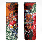 Personalized Gold Coast Suns Football Skinny Tumbler Tropical Hibiscus Flowers - Pacific Fusion Style