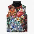 Personalized Gold Coast Suns Football Sleeveless Puffer Jacket Tropical Hibiscus Flowers - Pacific Fusion Style