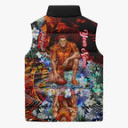 Personalized Gold Coast Suns Football Sleeveless Puffer Jacket Tropical Hibiscus Flowers - Pacific Fusion Style