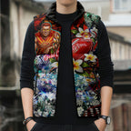 Personalized Gold Coast Suns Football Sleeveless Puffer Jacket Tropical Hibiscus Flowers - Pacific Fusion Style