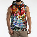 Personalized Gold Coast Suns Football Sleeveless Zip Hoodie Tropical Hibiscus Flowers - Pacific Fusion Style