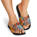 Personalized Gold Coast Suns Football Slide Sandals Tropical Hibiscus Flowers - Pacific Fusion Style