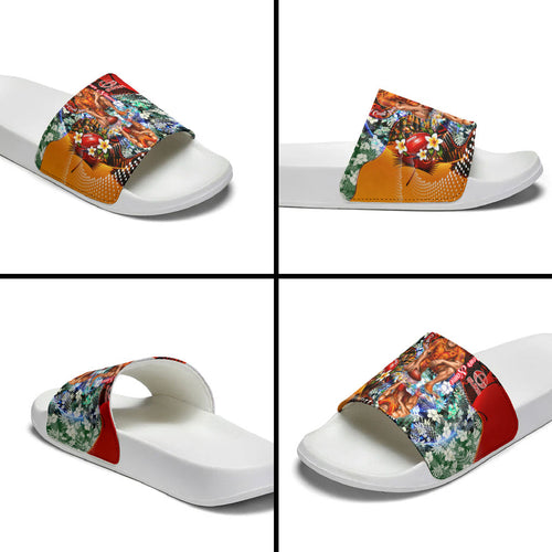 Personalized Gold Coast Suns Football Slide Sandals Tropical Hibiscus Flowers - Pacific Fusion Style