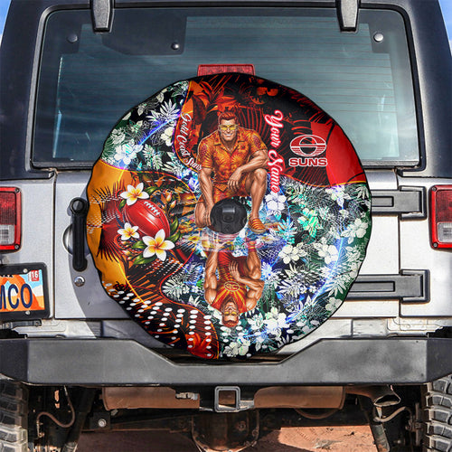 Personalized Gold Coast Suns Football Spare Tire Cover Tropical Hibiscus Flowers - Pacific Fusion Style