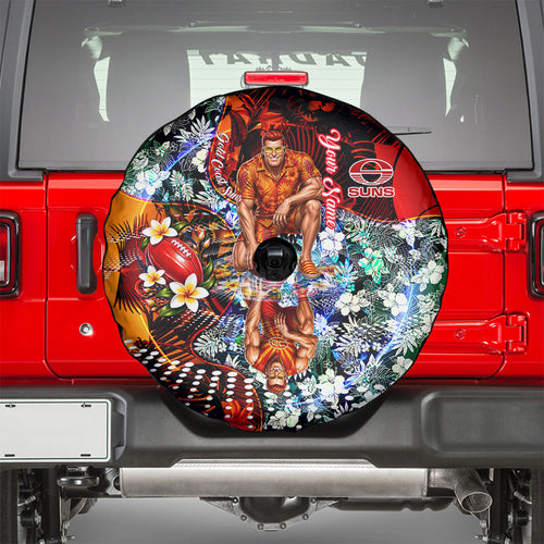 Personalized Gold Coast Suns Football Spare Tire Cover Tropical Hibiscus Flowers - Pacific Fusion Style