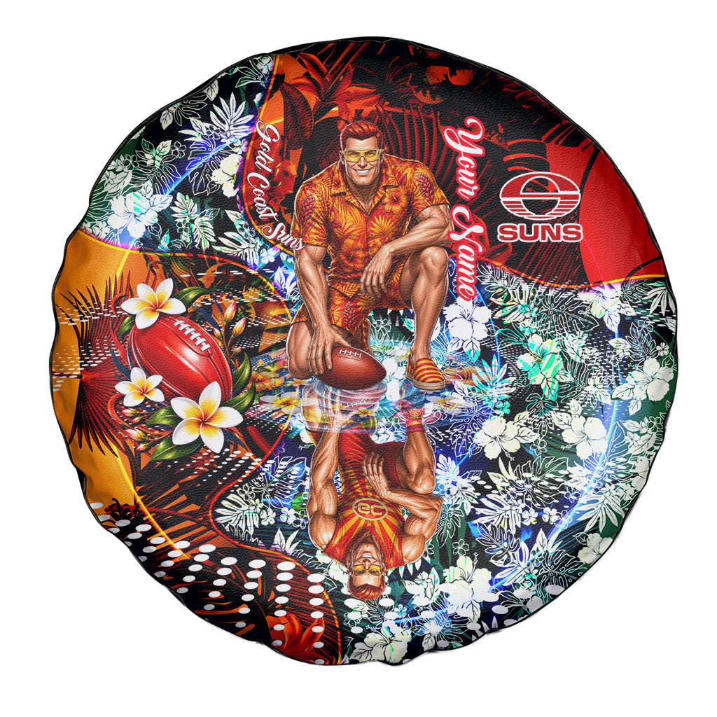 Personalized Gold Coast Suns Football Spare Tire Cover Tropical Hibiscus Flowers - Pacific Fusion Style