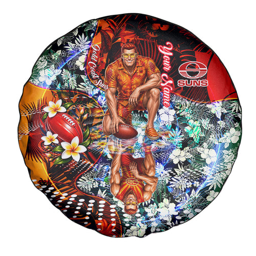 Personalized Gold Coast Suns Football Spare Tire Cover Tropical Hibiscus Flowers - Pacific Fusion Style