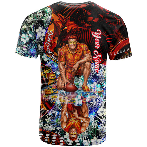 Personalized Gold Coast Suns Football T Shirt Tropical Hibiscus Flowers - Pacific Fusion Style