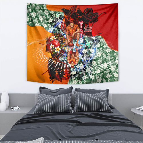 Personalized Gold Coast Suns Football Tapestry Tropical Hibiscus Flowers - Pacific Fusion Style