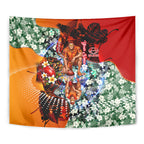 Personalized Gold Coast Suns Football Tapestry Tropical Hibiscus Flowers - Pacific Fusion Style