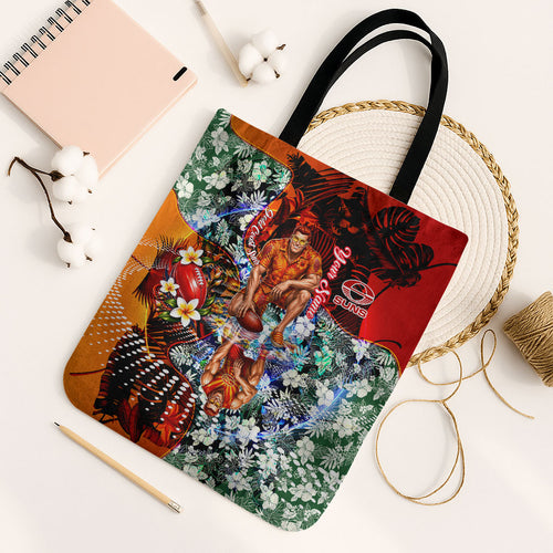 Personalized Gold Coast Suns Football Tote Bag Tropical Hibiscus Flowers - Pacific Fusion Style