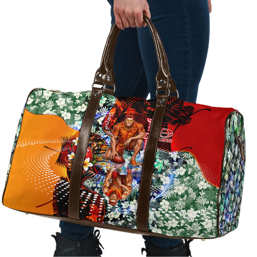 Personalized Gold Coast Suns Football Travel Bag Tropical Hibiscus Flowers - Pacific Fusion Style
