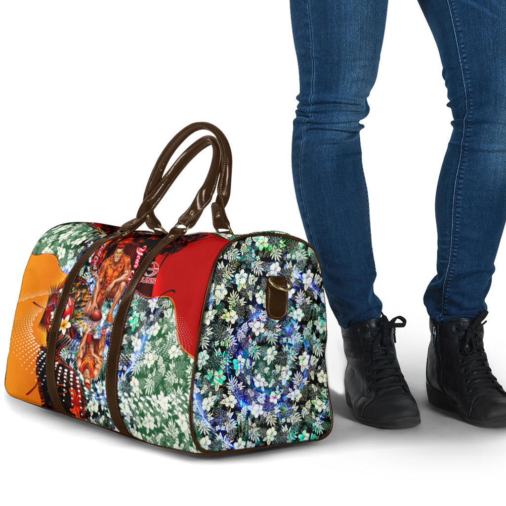 Personalized Gold Coast Suns Football Travel Bag Tropical Hibiscus Flowers - Pacific Fusion Style