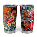 Personalized Gold Coast Suns Football Tumbler Cup Tropical Hibiscus Flowers - Pacific Fusion Style