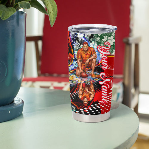 Personalized Gold Coast Suns Football Tumbler Cup Tropical Hibiscus Flowers - Pacific Fusion Style