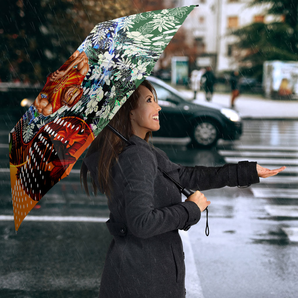 Personalized Gold Coast Suns Football Umbrella Tropical Hibiscus Flowers - Pacific Fusion Style