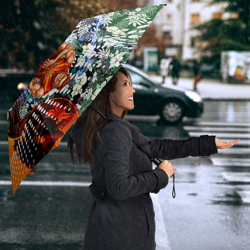 Personalized Gold Coast Suns Football Umbrella Tropical Hibiscus Flowers - Pacific Fusion Style