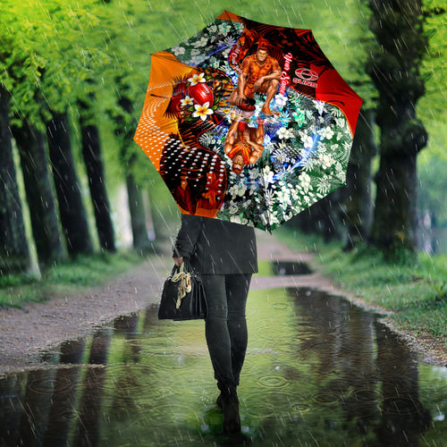 Personalized Gold Coast Suns Football Umbrella Tropical Hibiscus Flowers - Pacific Fusion Style
