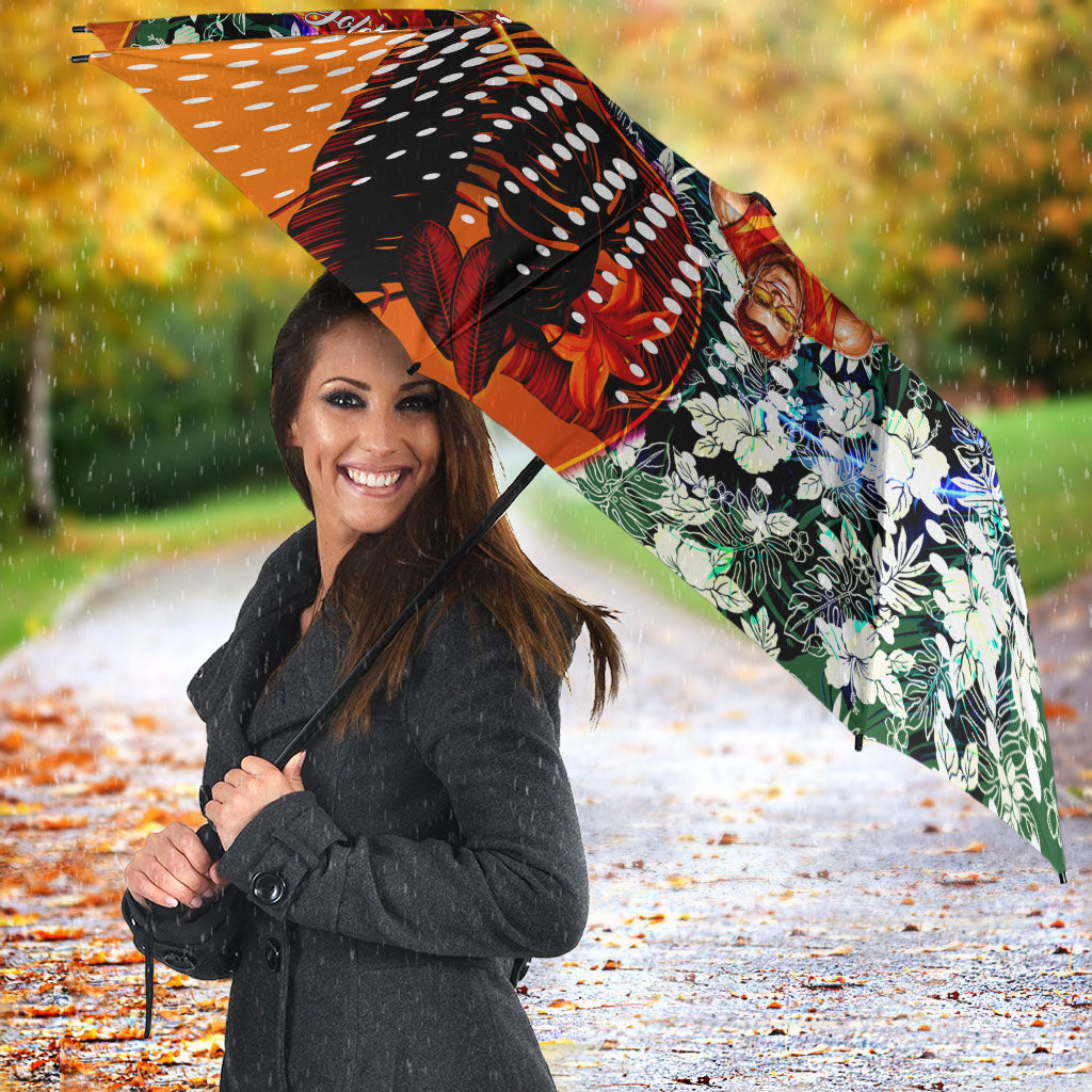 Personalized Gold Coast Suns Football Umbrella Tropical Hibiscus Flowers - Pacific Fusion Style