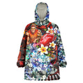 Personalized Gold Coast Suns Football Wearable Blanket Hoodie Tropical Hibiscus Flowers - Pacific Fusion Style