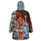 Personalized Gold Coast Suns Football Wearable Blanket Hoodie Tropical Hibiscus Flowers - Pacific Fusion Style
