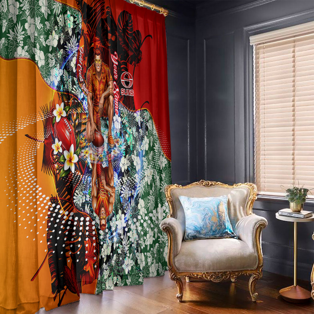 Personalized Gold Coast Suns Football Window Curtain Tropical Hibiscus Flowers - Pacific Fusion Style