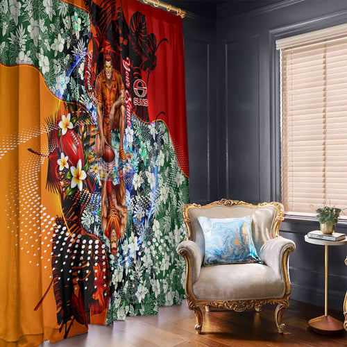 Personalized Gold Coast Suns Football Window Curtain Tropical Hibiscus Flowers - Pacific Fusion Style