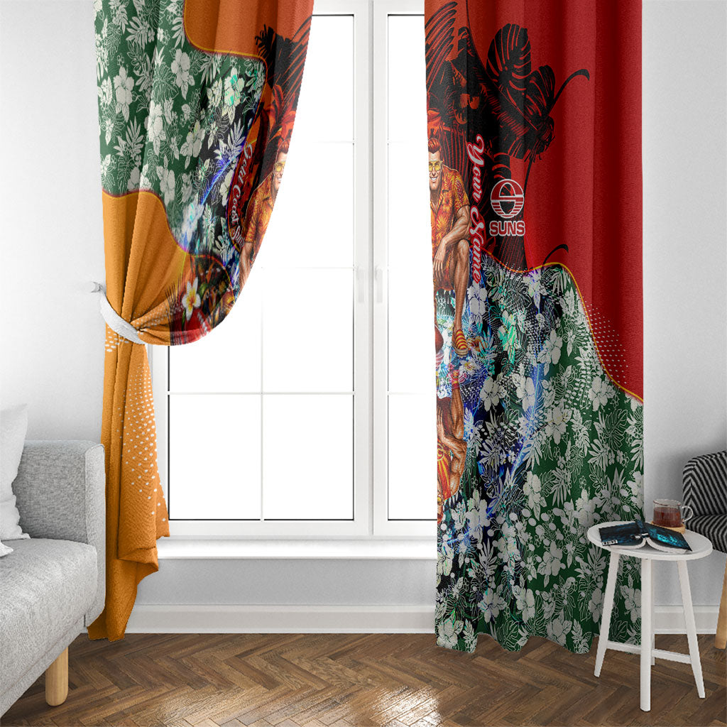 Personalized Gold Coast Suns Football Window Curtain Tropical Hibiscus Flowers - Pacific Fusion Style