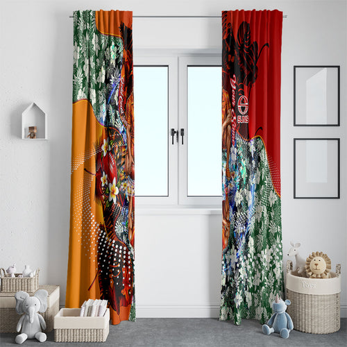 Personalized Gold Coast Suns Football Window Curtain Tropical Hibiscus Flowers - Pacific Fusion Style