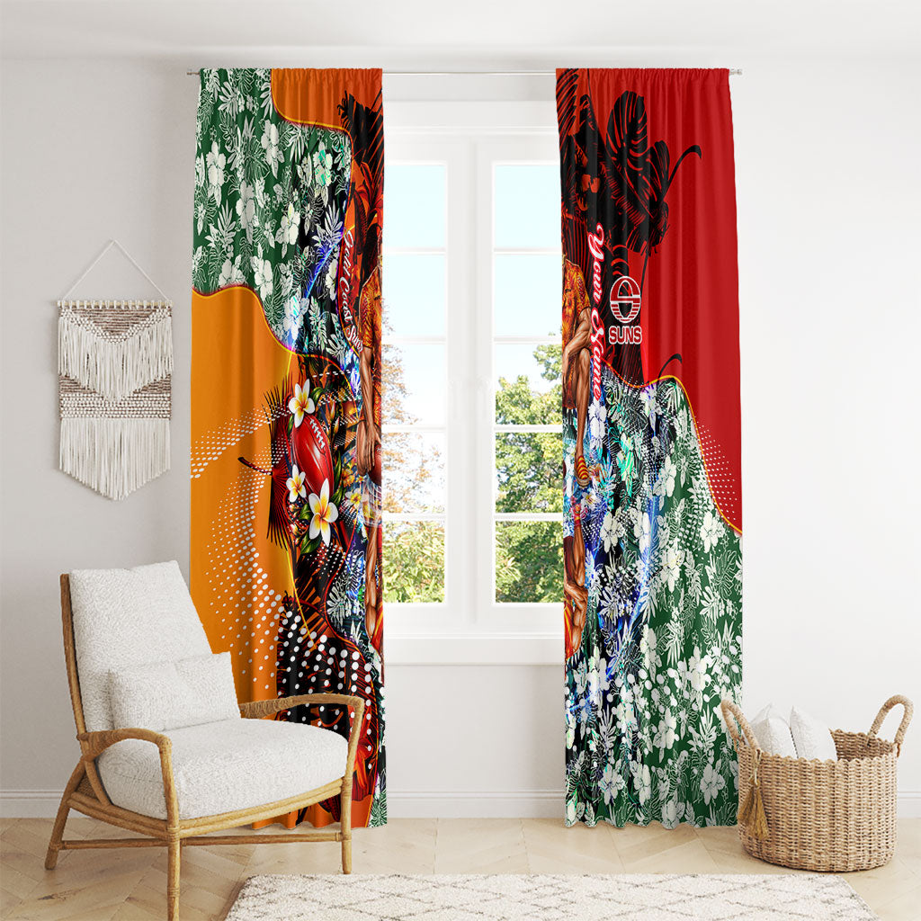 Personalized Gold Coast Suns Football Window Curtain Tropical Hibiscus Flowers - Pacific Fusion Style