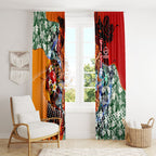 Personalized Gold Coast Suns Football Window Curtain Tropical Hibiscus Flowers - Pacific Fusion Style