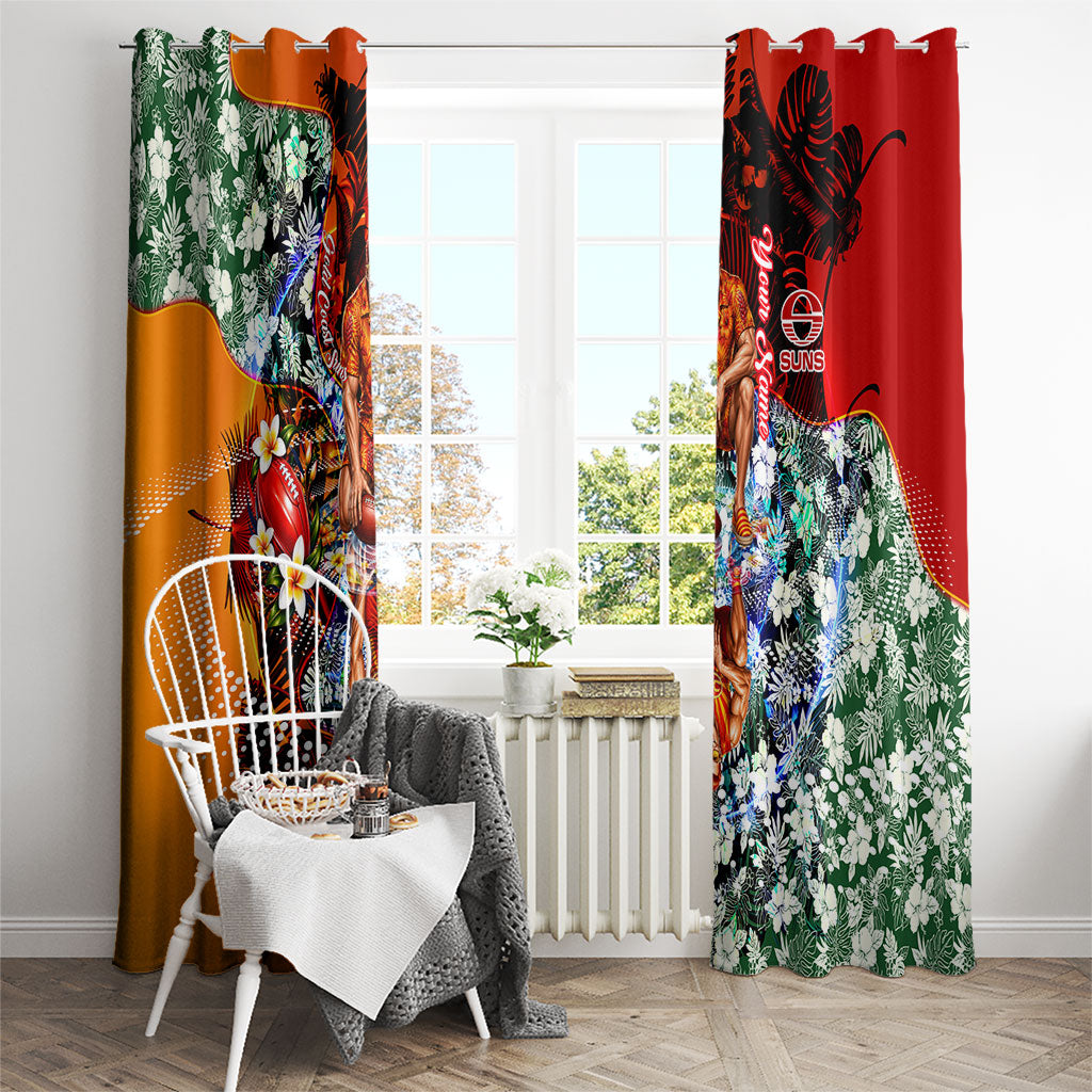Personalized Gold Coast Suns Football Window Curtain Tropical Hibiscus Flowers - Pacific Fusion Style