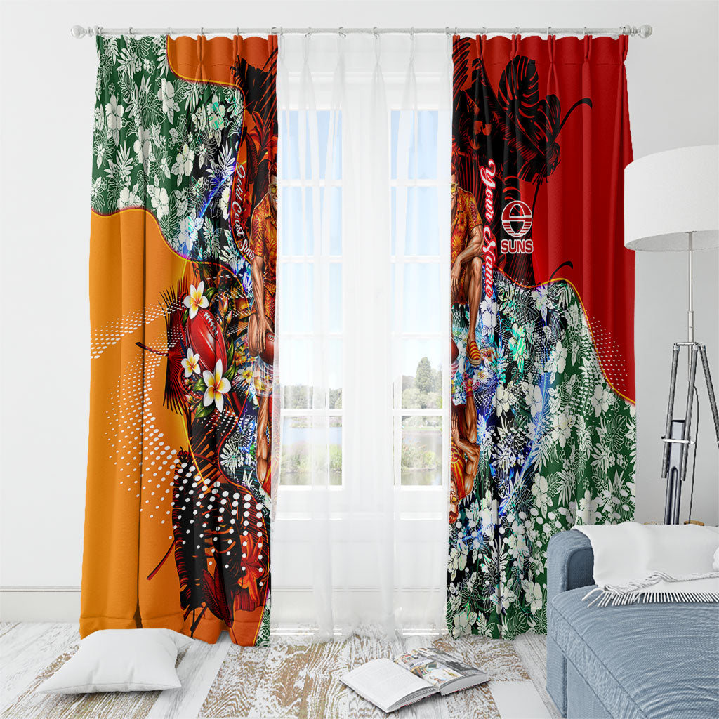 Personalized Gold Coast Suns Football Window Curtain Tropical Hibiscus Flowers - Pacific Fusion Style