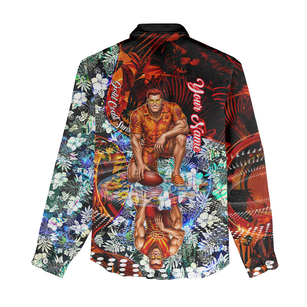 Personalized Gold Coast Suns Football Women Casual Shirt Tropical Hibiscus Flowers - Pacific Fusion Style