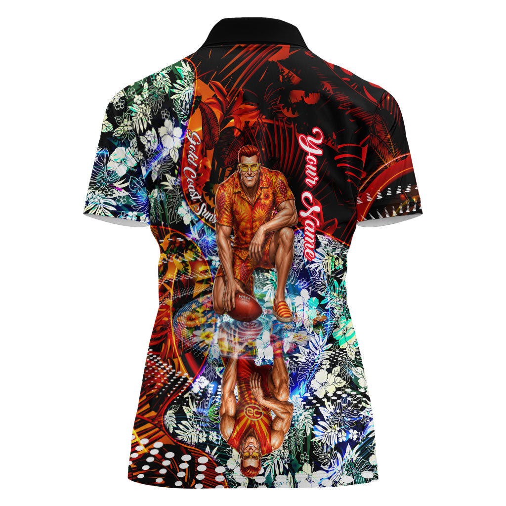Personalized Gold Coast Suns Football Women Polo Shirt Tropical Hibiscus Flowers - Pacific Fusion Style