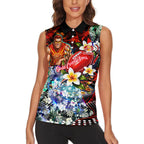 Personalized Gold Coast Suns Football Women Sleeveless Polo Shirt Tropical Hibiscus Flowers - Pacific Fusion Style