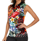 Personalized Gold Coast Suns Football Women Sleeveless Polo Shirt Tropical Hibiscus Flowers - Pacific Fusion Style