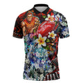 Personalized Gold Coast Suns Football Zipper Polo Shirt Tropical Hibiscus Flowers - Pacific Fusion Style
